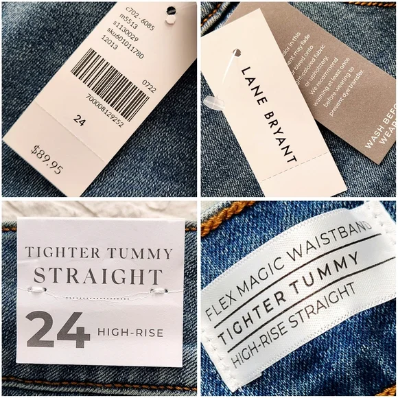 Lane Bryant NWT Straight Leg High-Rise Tighter Tummy Jeans Flex Waistband, Sz 24 - Picture 9 of 16